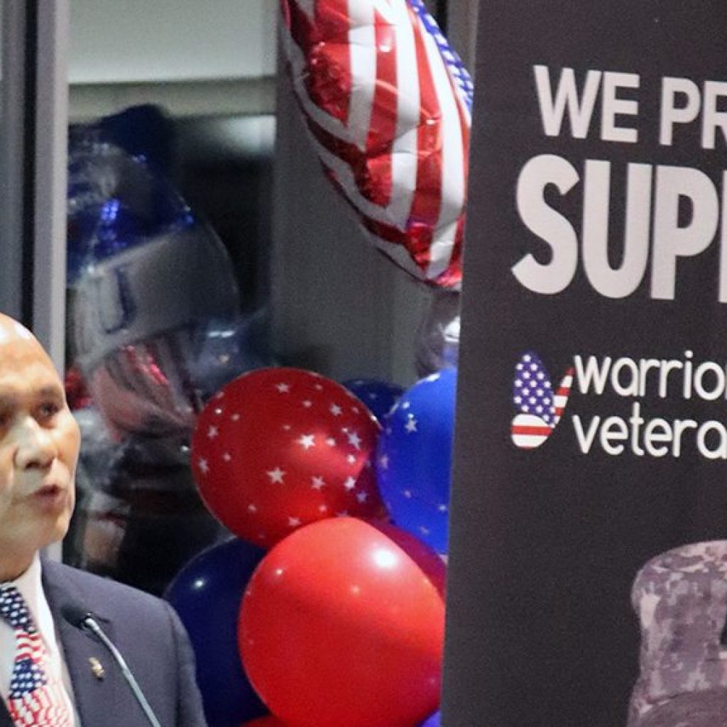 Colonel DJ Reyes (Ret.) speaks at the 2022 SALUTE: A Toast to Our Veterans Event